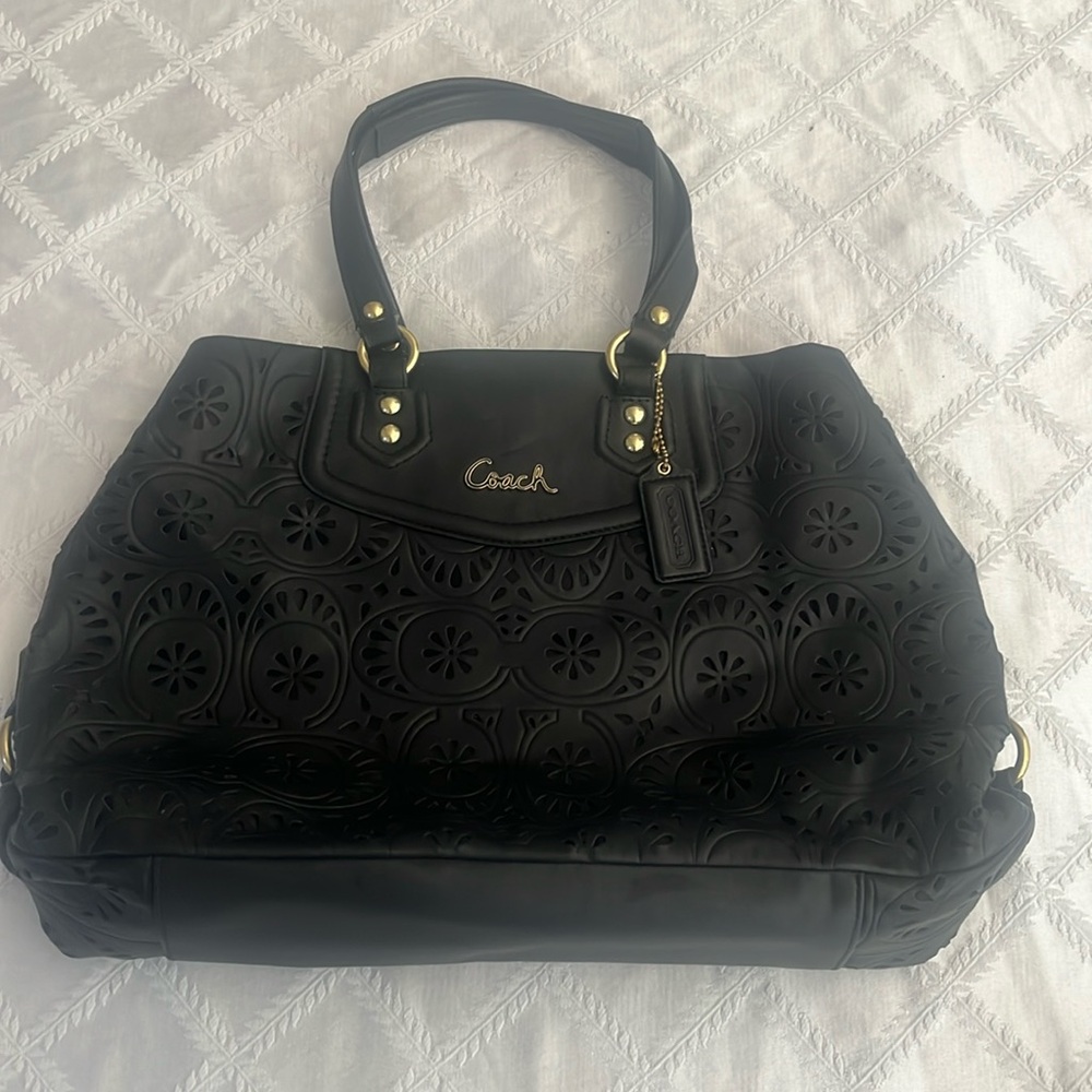 Coach leather flower purse